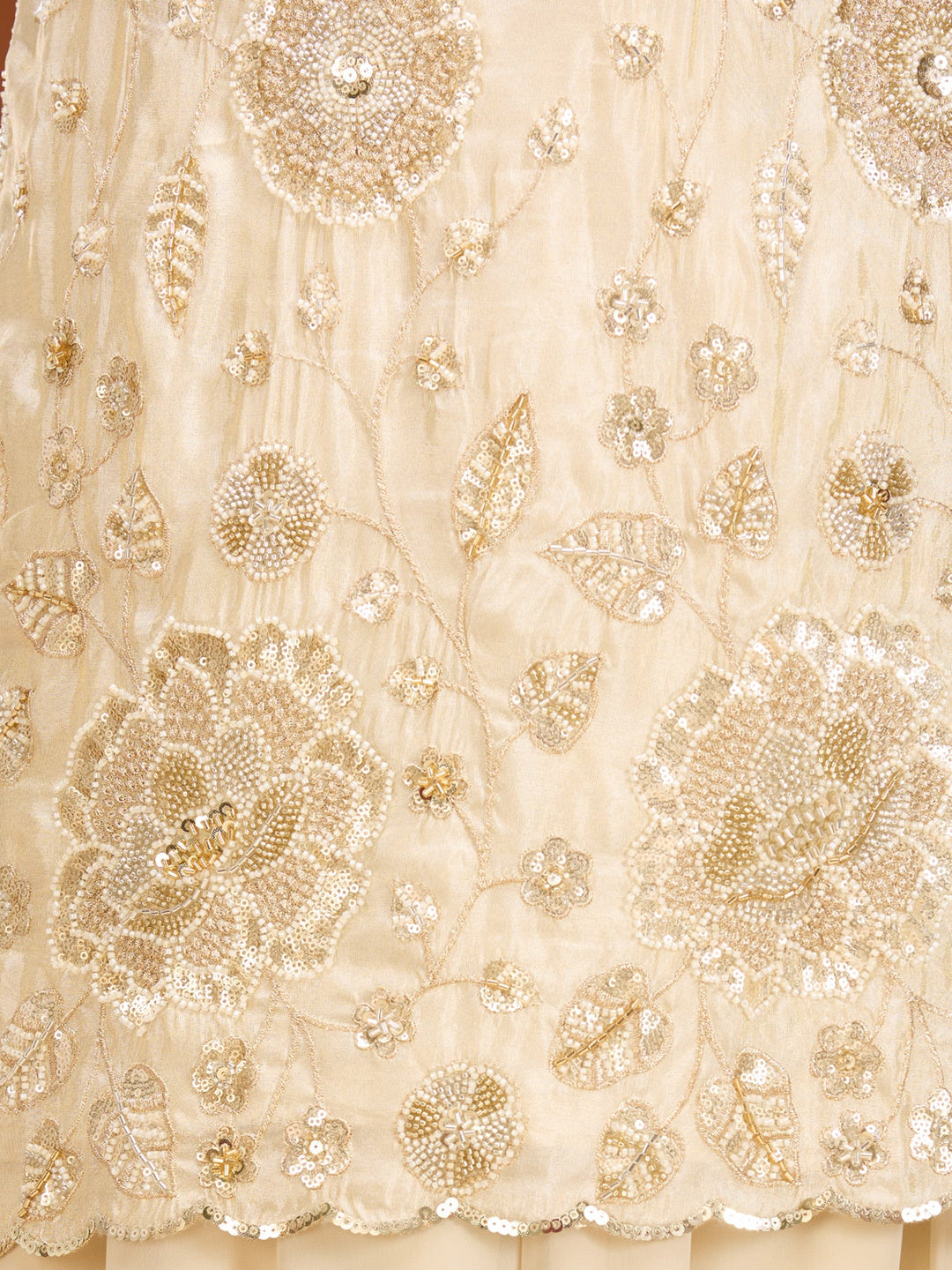 Off White Cutdana Tissue Readymade Salwar Suit