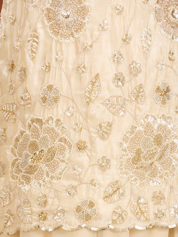 Off White Cutdana Tissue Readymade Salwar Suit