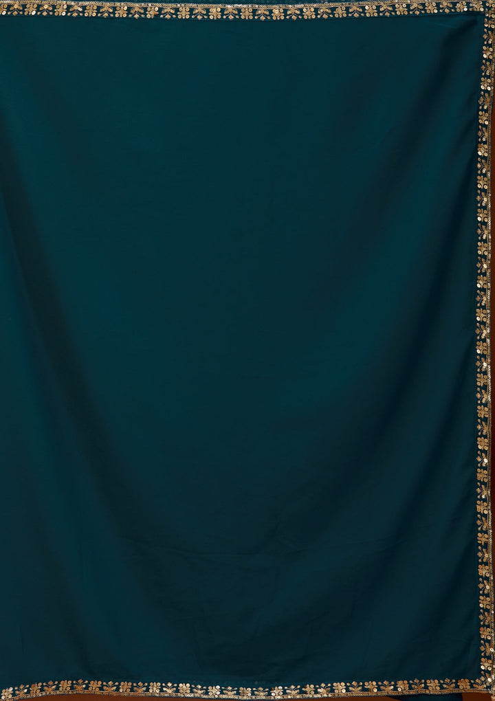 Peacock Blue Cutdana Georgette Readymade Salwar Suit