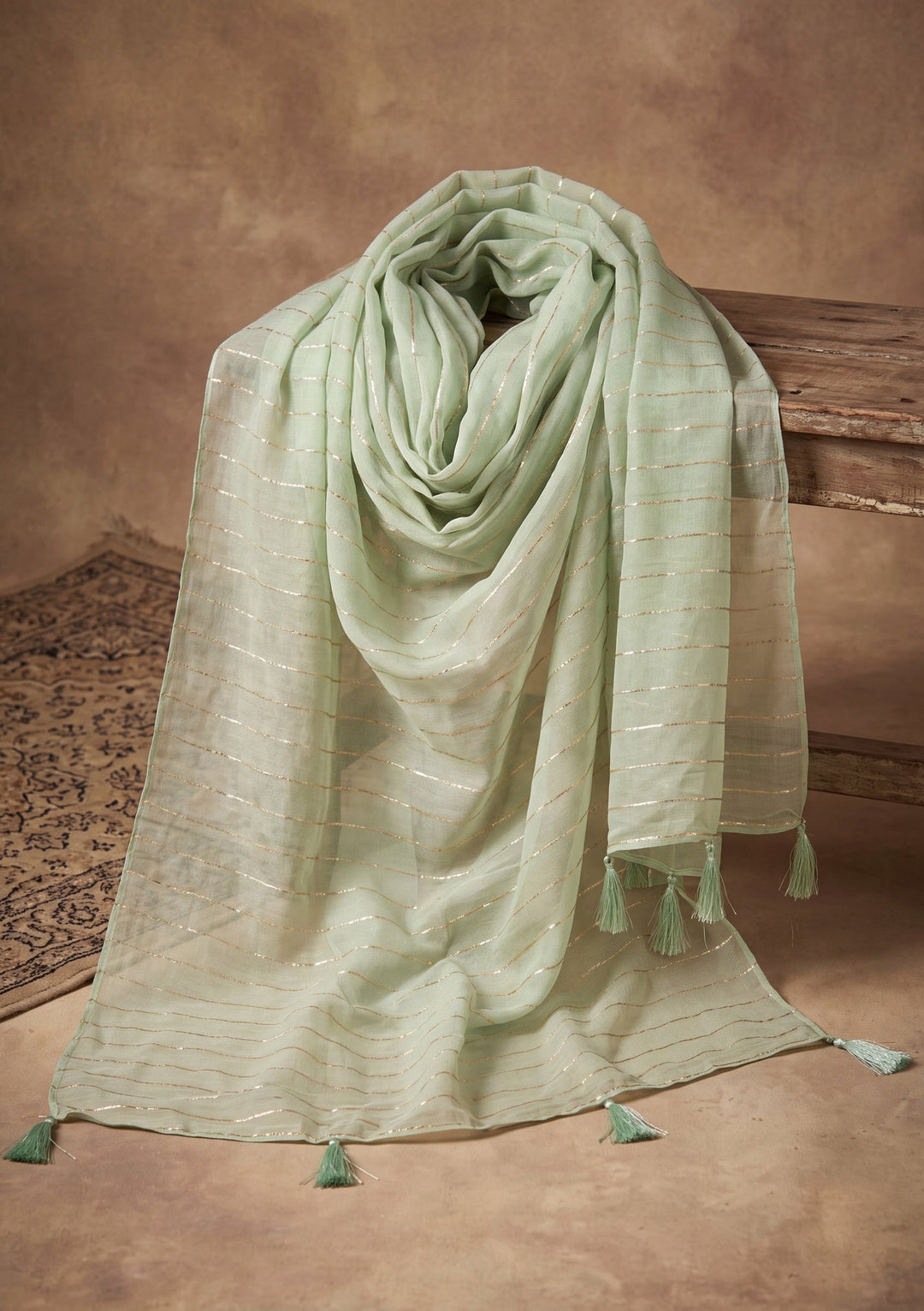 Pista Green Cutdana Tissue Readymade Salwar Suit