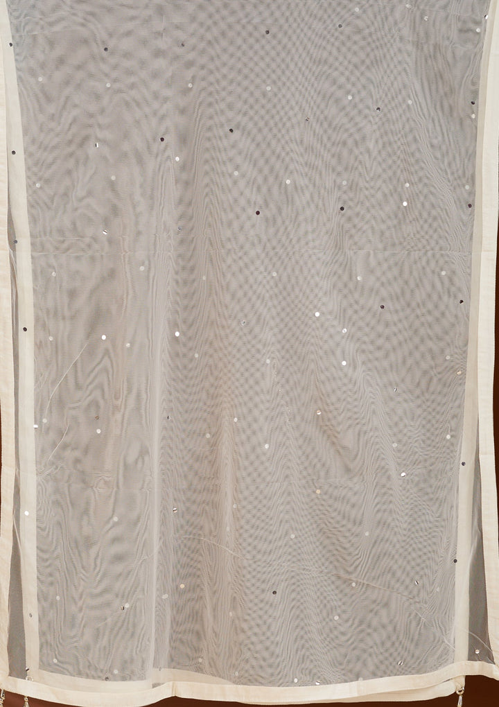 Off White Cutdana Tissue Readymade Salwar Suit