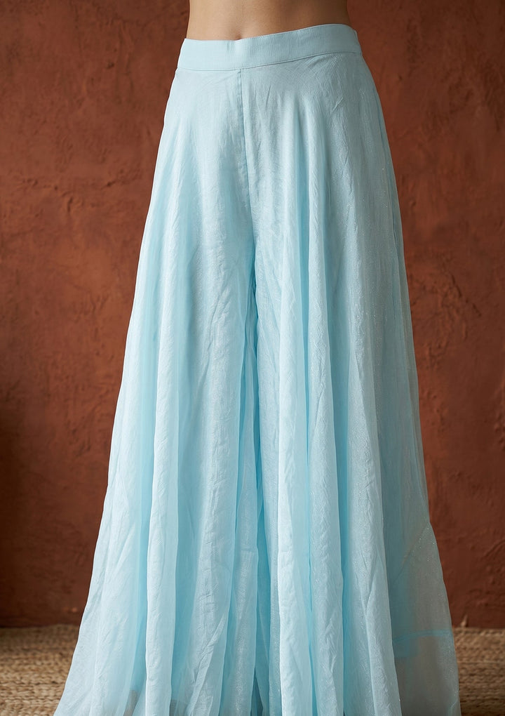 Sky Blue Cutdana Tissue Readymade Salwar Suit