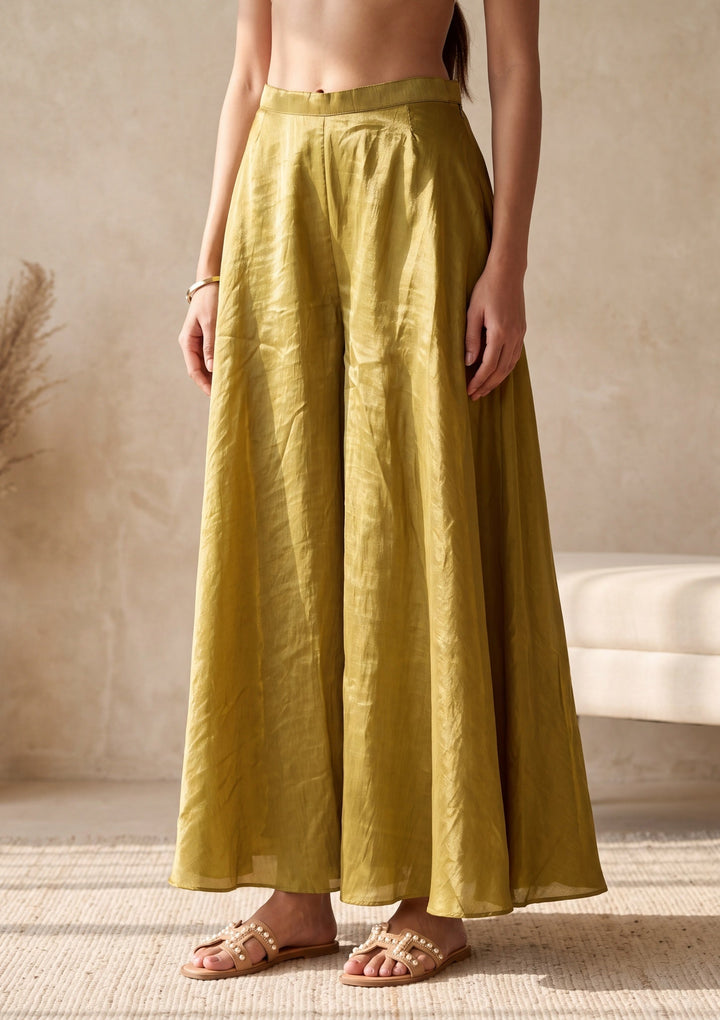 Mehendi Green Zardozi (Gold) Tissue Readymade Salwar Suit