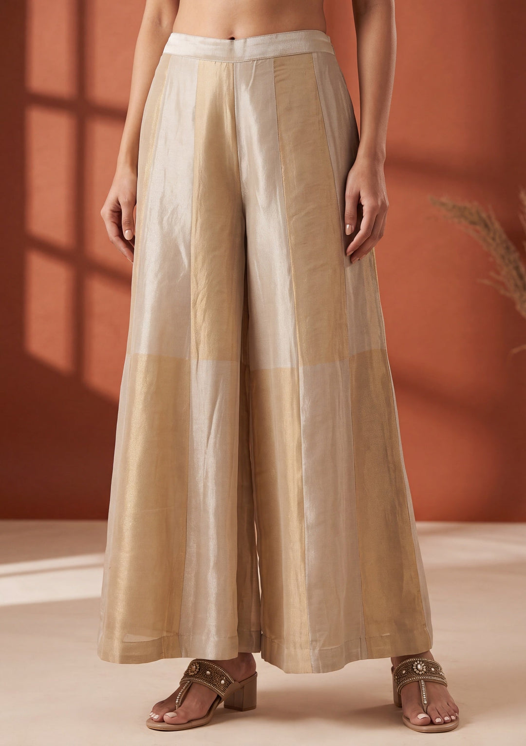 Cream Cutdana Tissue Readymade Salwar Suit