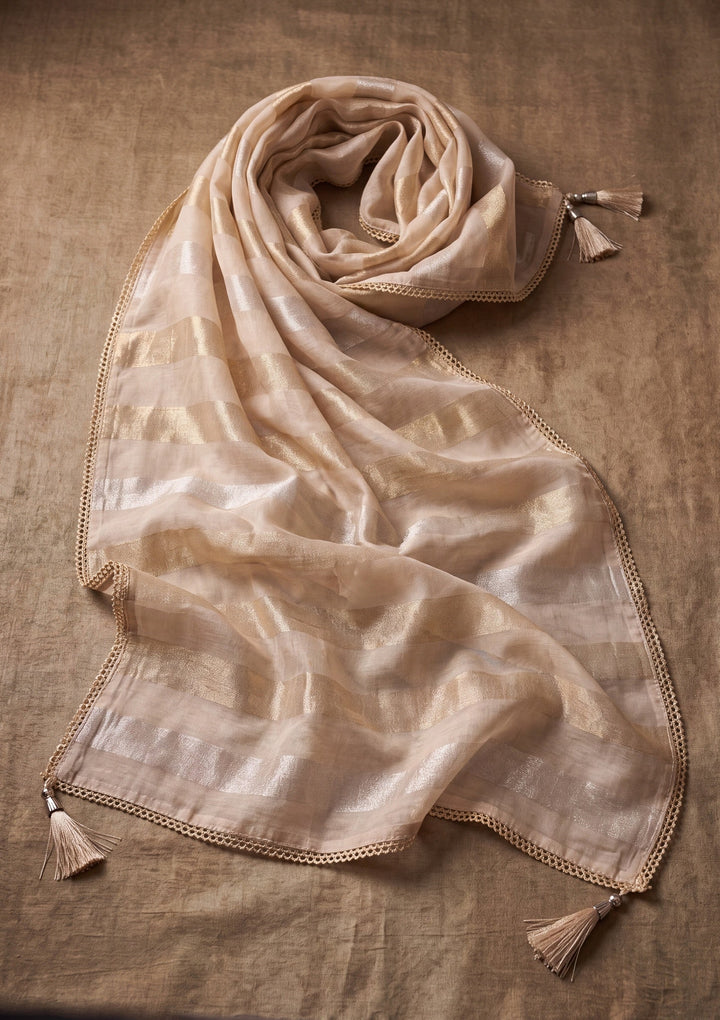 Cream Cutdana Tissue Readymade Salwar Suit