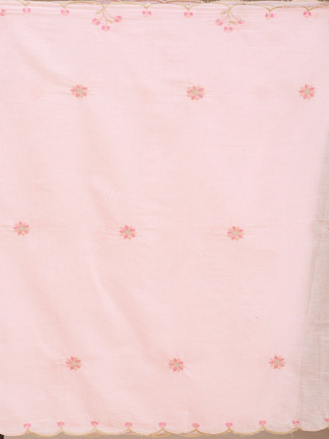 Baby Pink Threadwork Cotton Readymade Salwar Suit