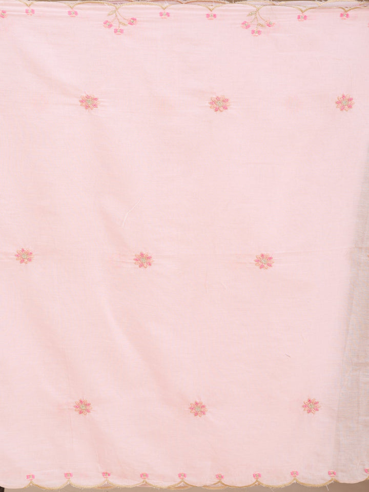 Baby Pink Threadwork Cotton Readymade Salwar Suit