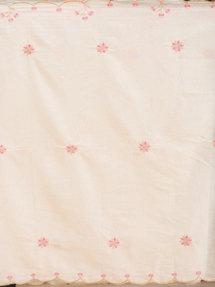 Cream Threadwork Cotton Readymade Salwar Suit