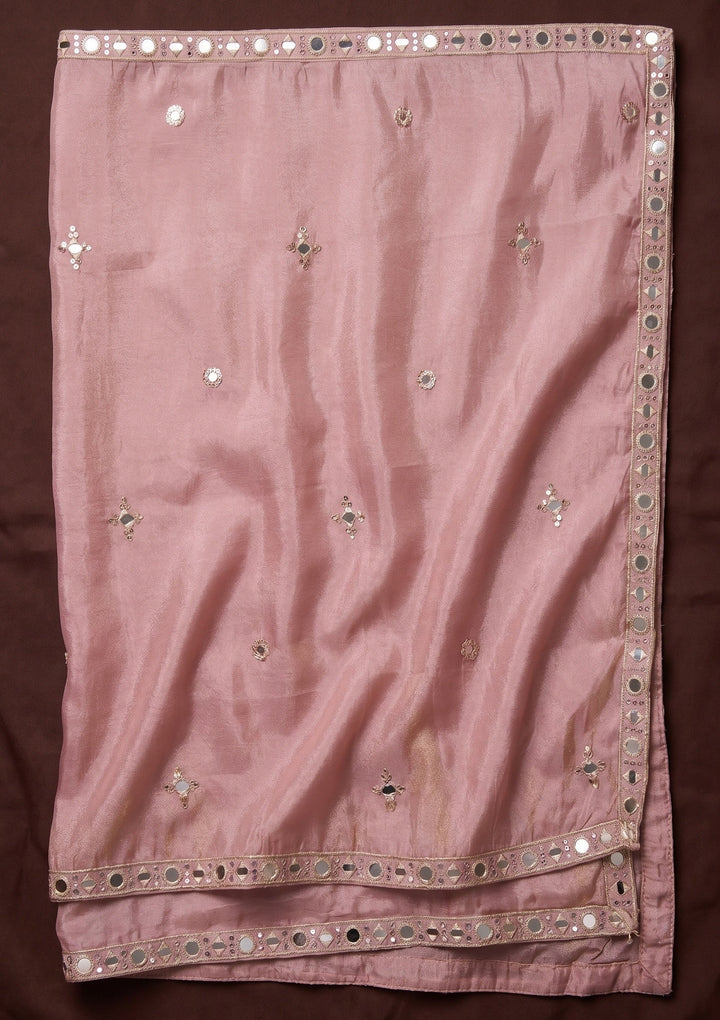 Onion Pink Mirrorwork Crepe Readymade Salwar Suit
