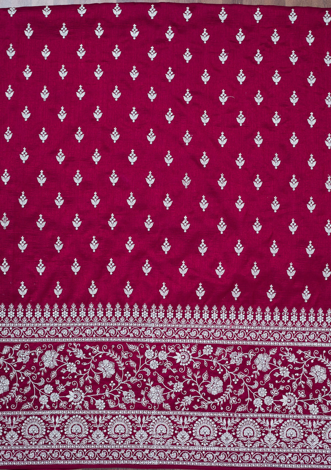 Maroon Zariwork Soft Raw Silk Unstitched Salwar Suit-Koskii