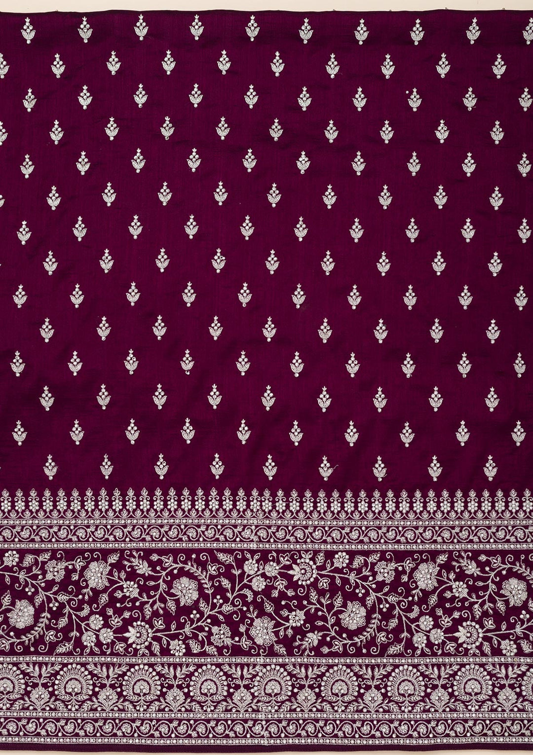 Wine Zariwork Soft Raw Silk Unstitched Salwar Suit-Koskii