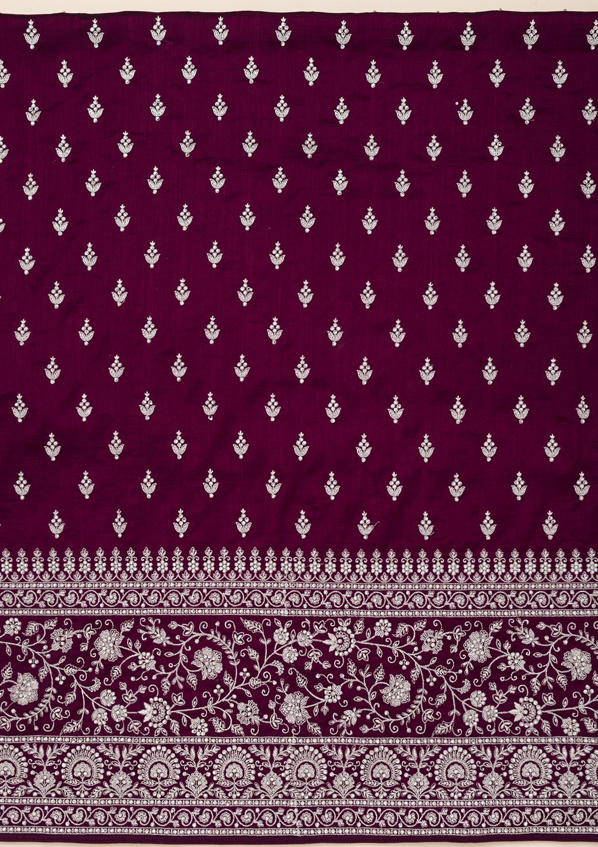 Wine Zariwork Soft Raw Silk Unstitched Salwar Suit-Koskii