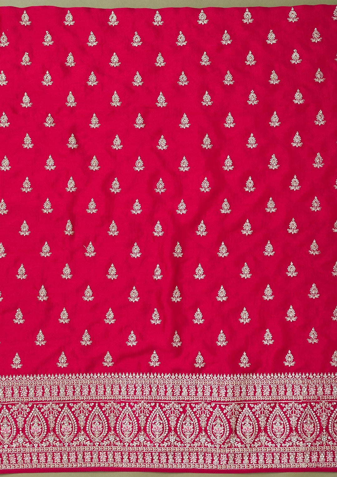 Rani Pink Zariwork Art Silk Unstitched Salwar Suit-Koskii