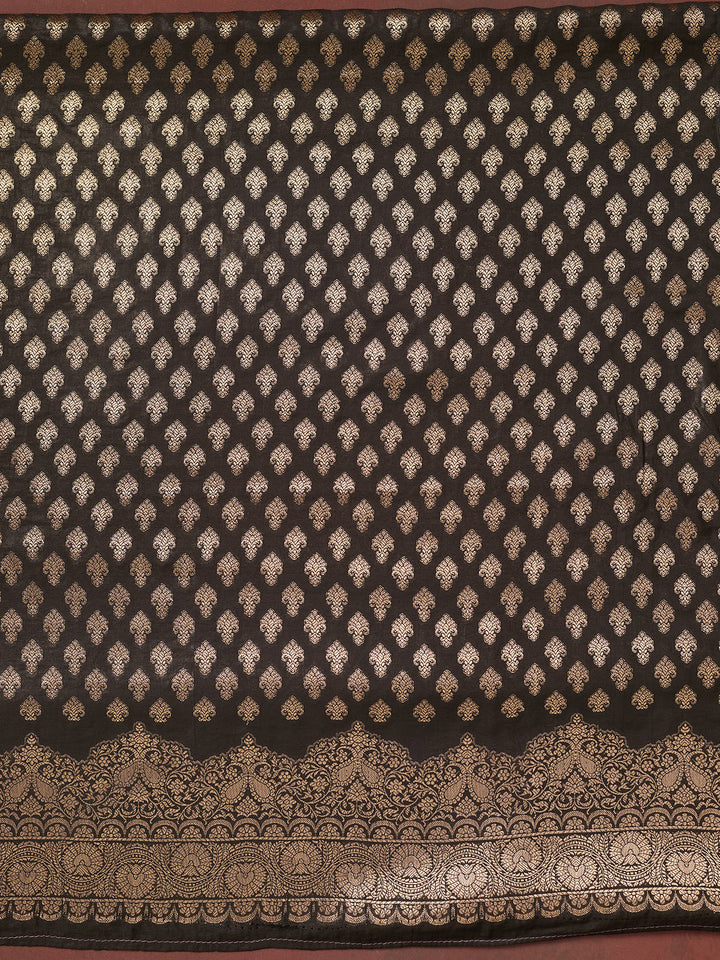 Black Zariwork (Gold) Banarasi Unstitched Salwar Suit