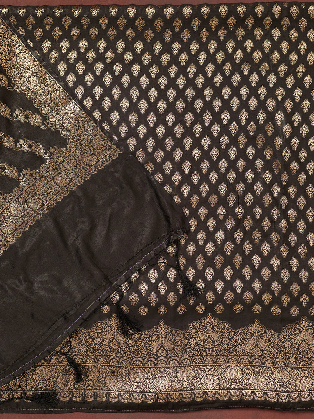 Black Zariwork (Gold) Banarasi Unstitched Salwar Suit