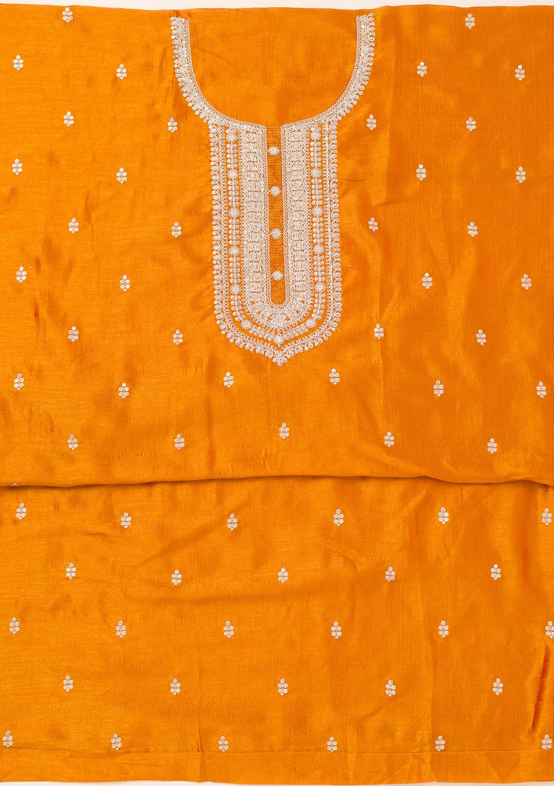 Mustard Zariwork Art Silk Unstitched Salwar Suit-Koskii
