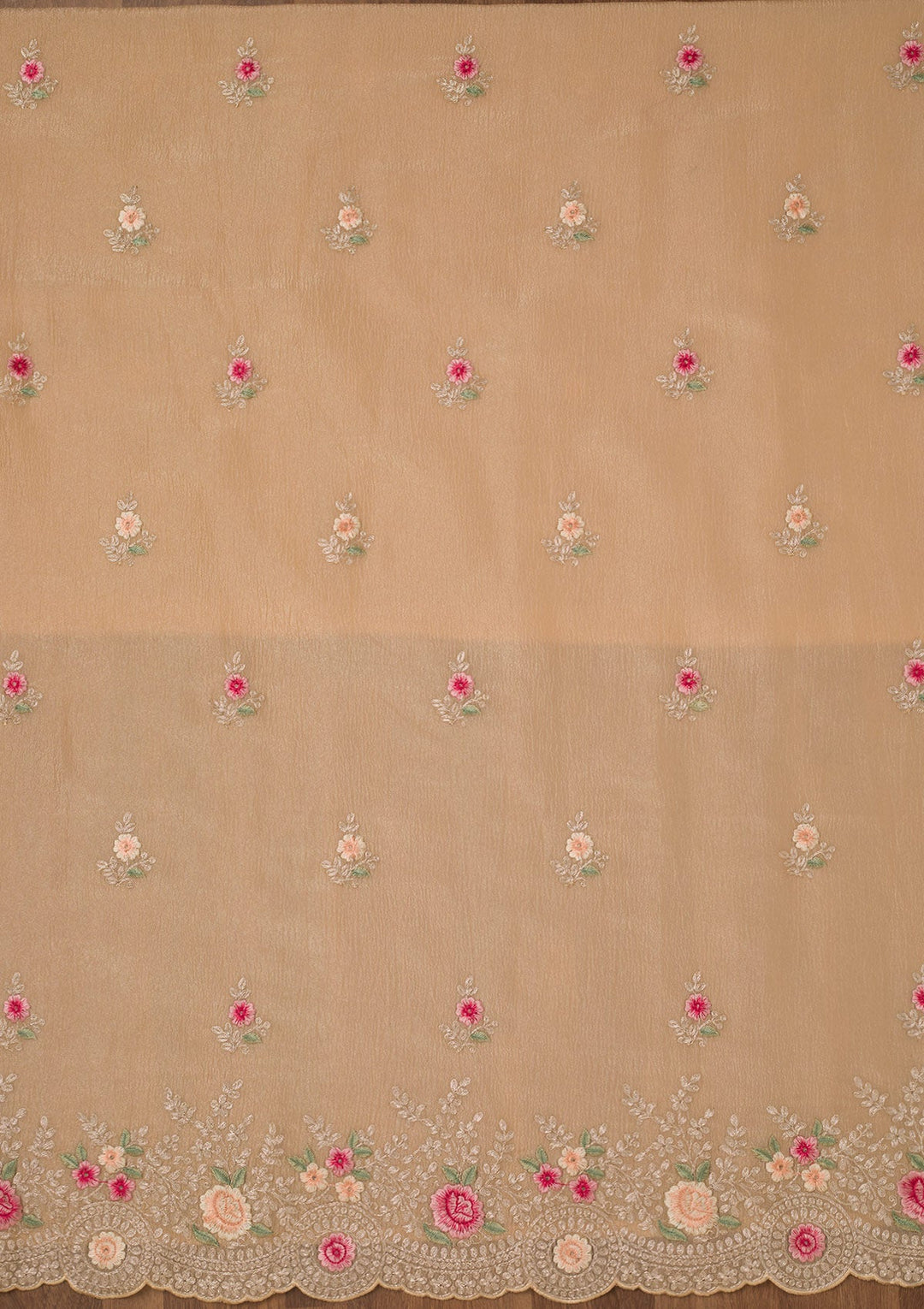 Gold Zariwork Tissue Unstitched Salwar Suit-Koskii