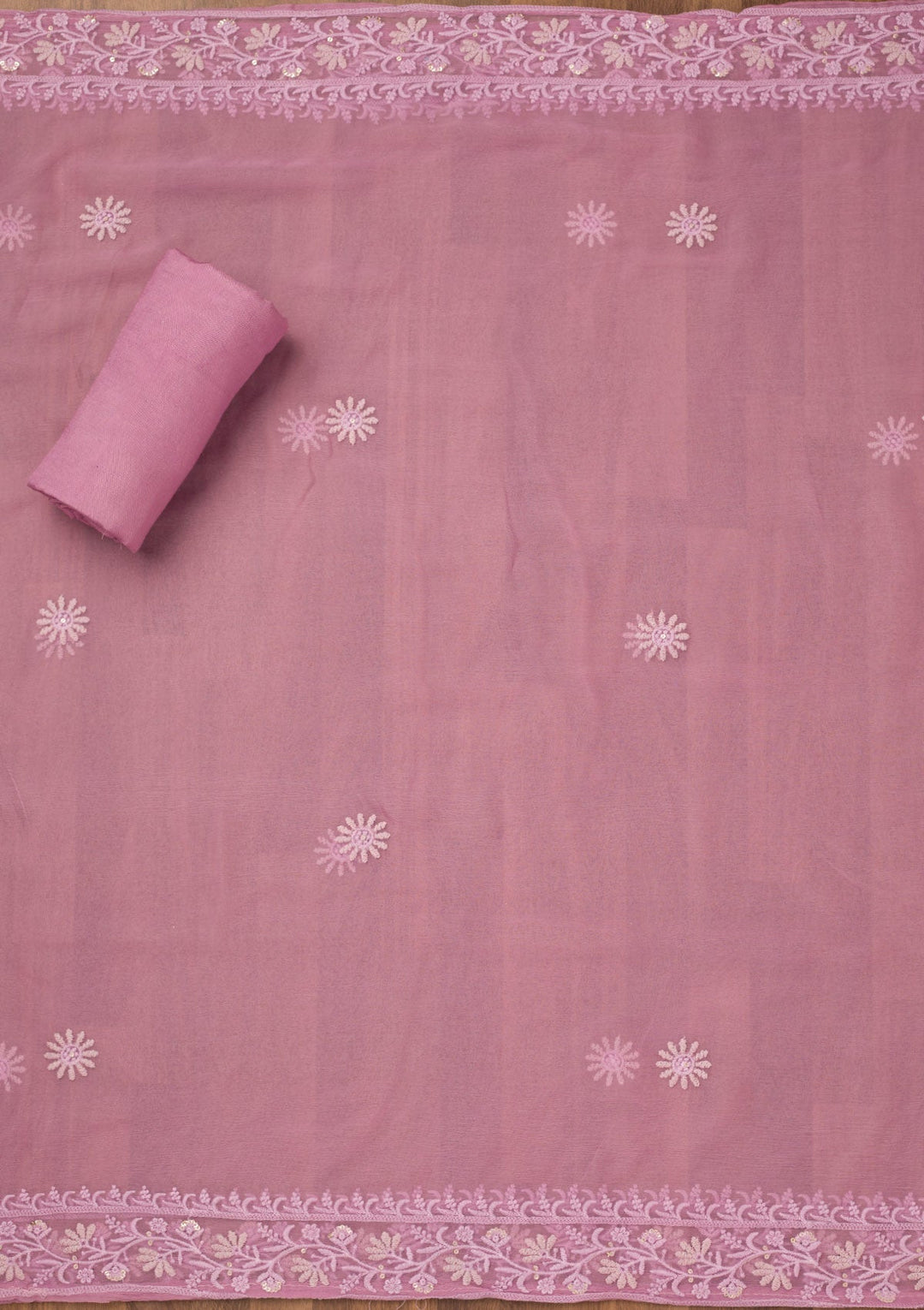 Lavender Chikankari Georgette Unstitched Salwar Suit-Koskii