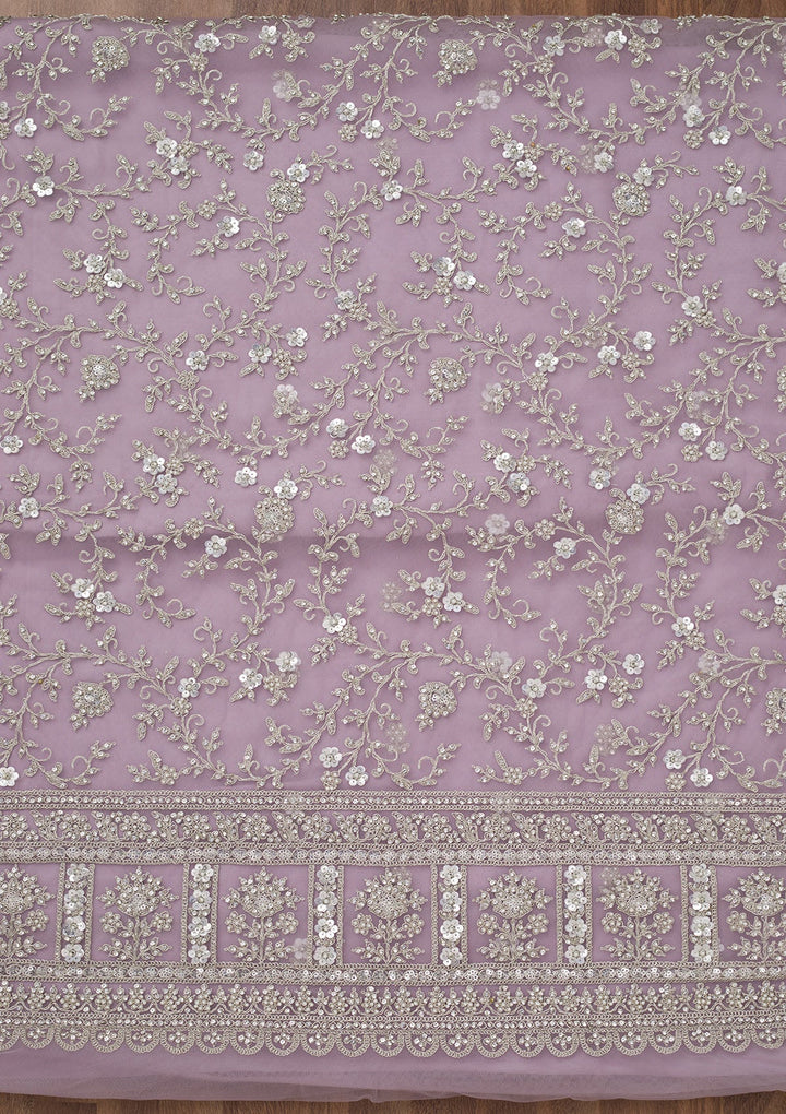 Lavender Stonework Net Unstitched Salwar Suit-Koskii
