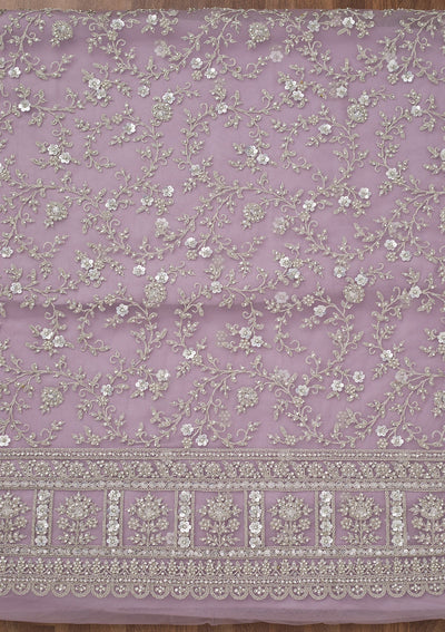 Lavender Stonework Net Unstitched Salwar Suit-Koskii