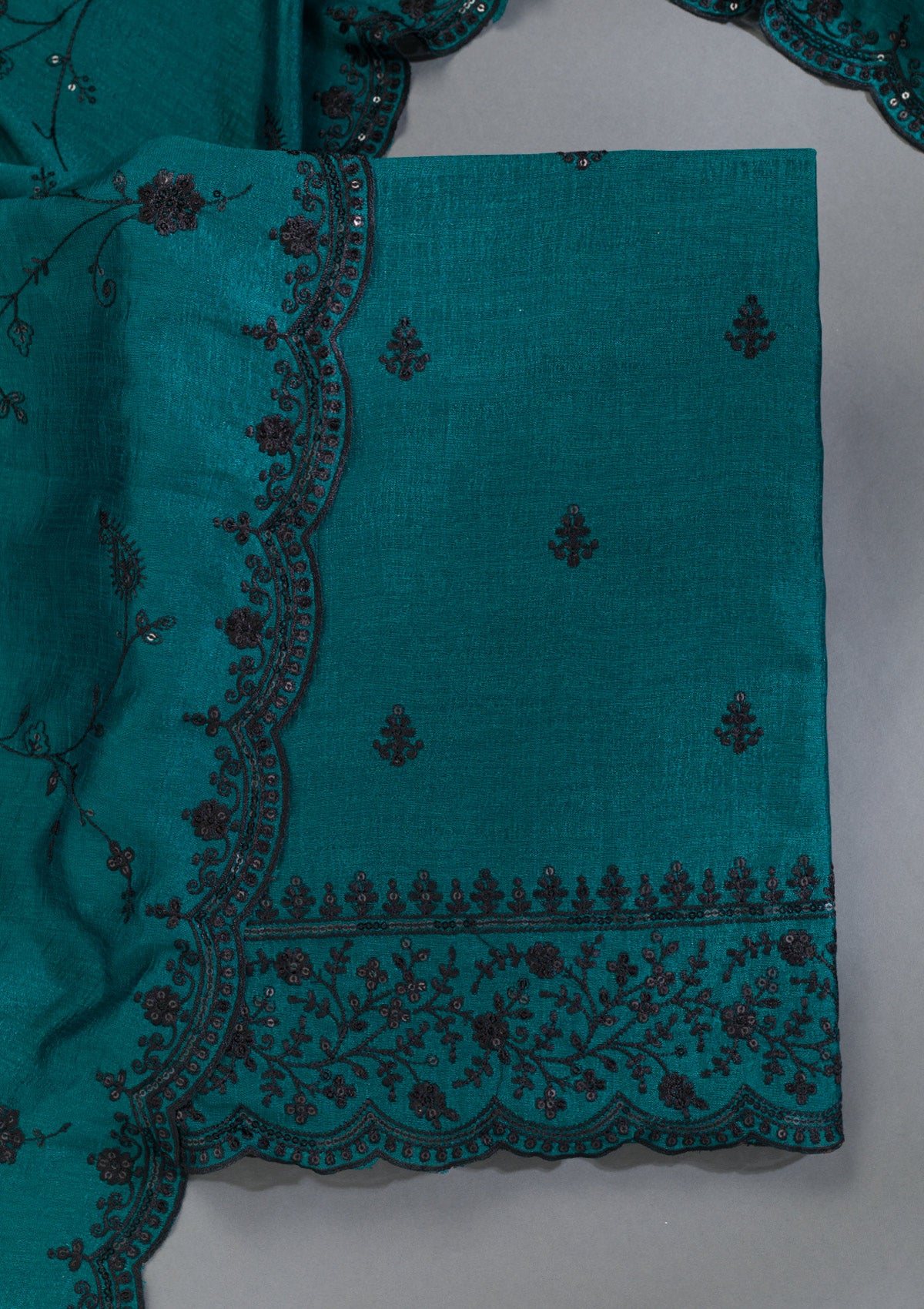 Peacock Green Threadwork Tissue Unstitched Salwar Suit