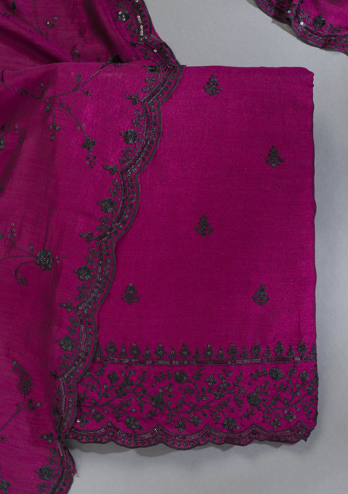 Wine Threadwork Tissue Unstitched Salwar Suit