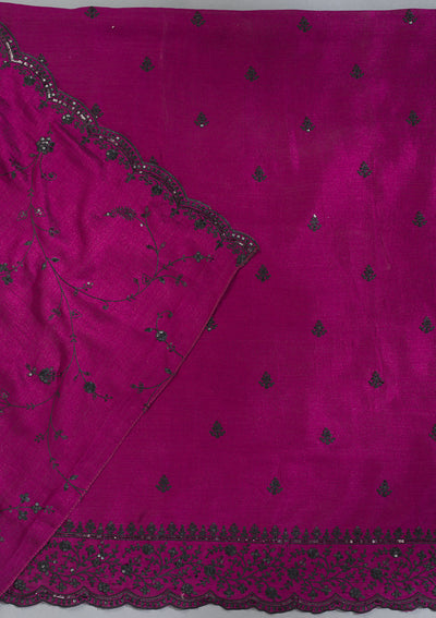 Wine Threadwork Tissue Unstitched Salwar Suit