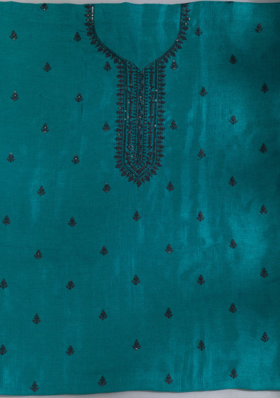 Peacock Green Threadwork Tissue Unstitched Salwar Suit