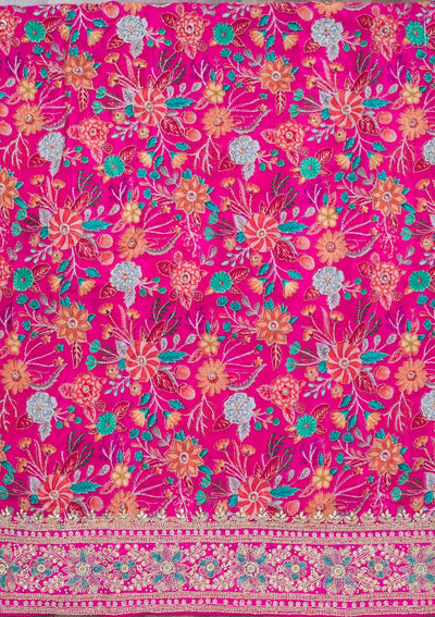 Rani Pink Stonework Chinon Unstitched Salwar Suit-Koskii