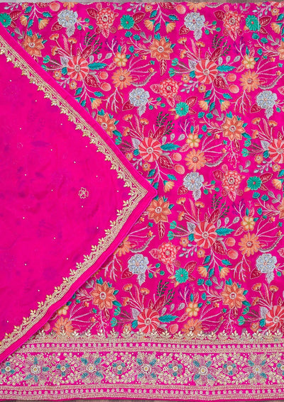 Rani Pink Stonework Chinon Unstitched Salwar Suit-Koskii