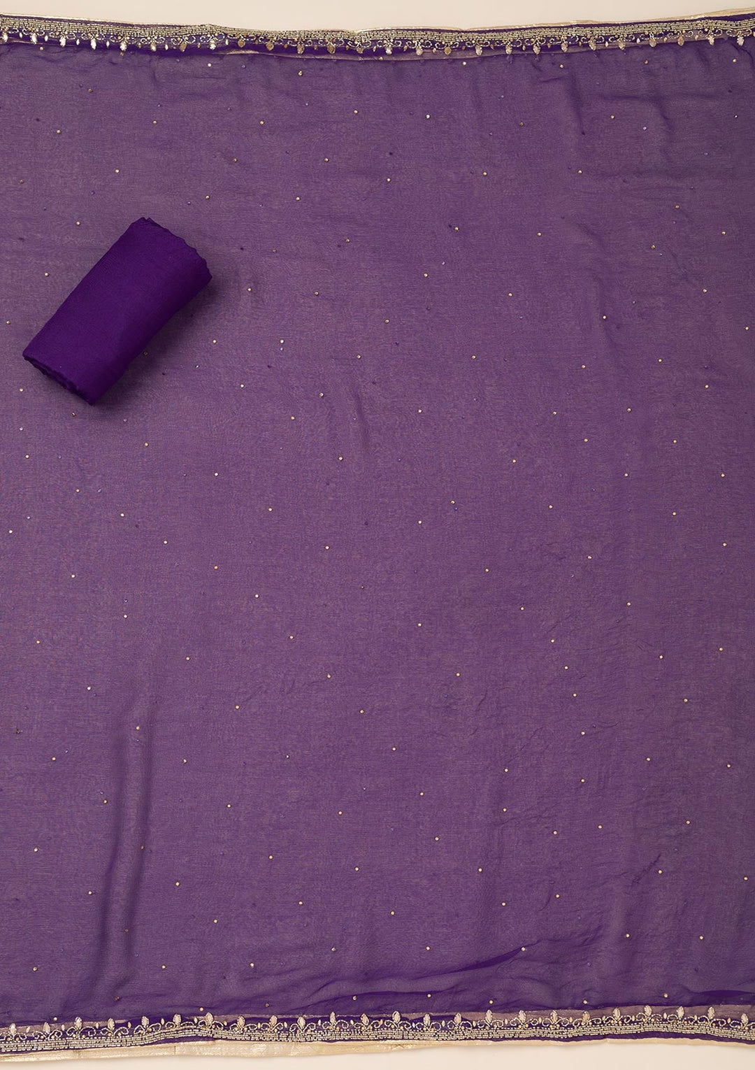 Purple Stonework Semi Crepe Unstitched Salwar Suit-Koskii