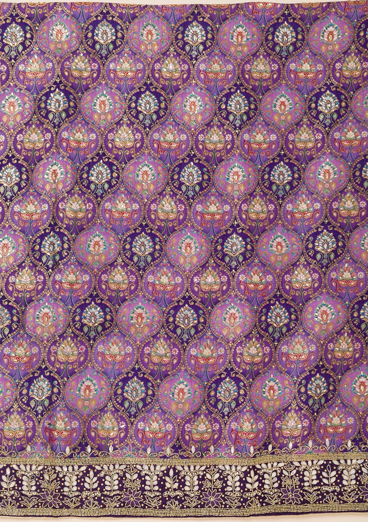 Purple Stonework Semi Crepe Unstitched Salwar Suit-Koskii