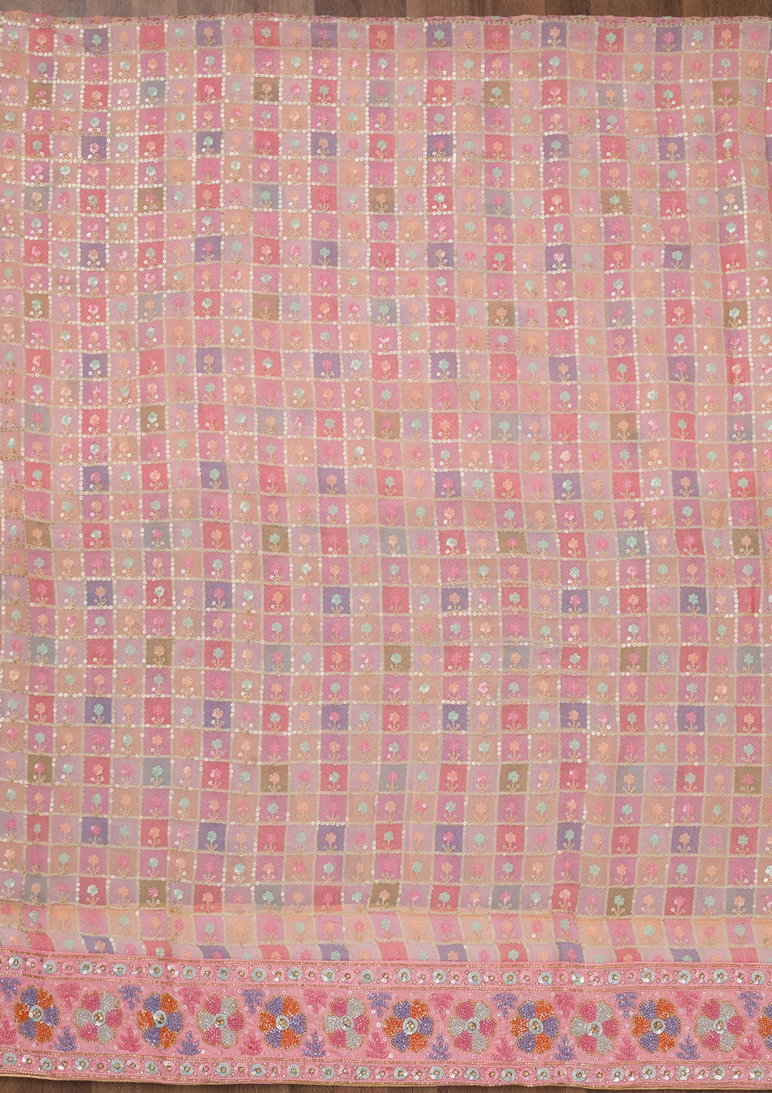 Pink Stonework Georgette Unstitched Salwar Suit-Koskii