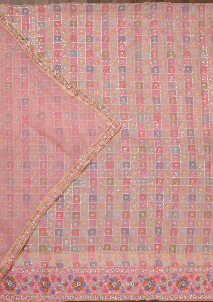 Lavender Stonework Net Unstitched Salwar Suit-Koskii