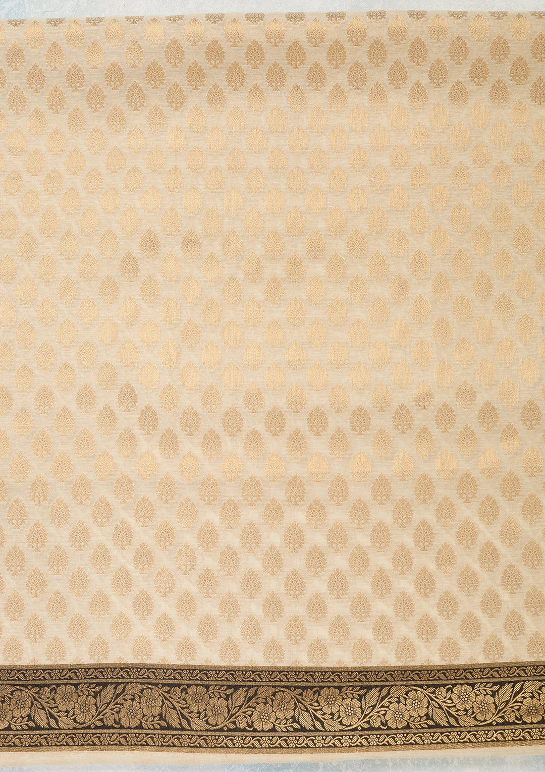 Beige Zariwork (Gold) Banarasi Unstitched Salwar Suit-Koskii