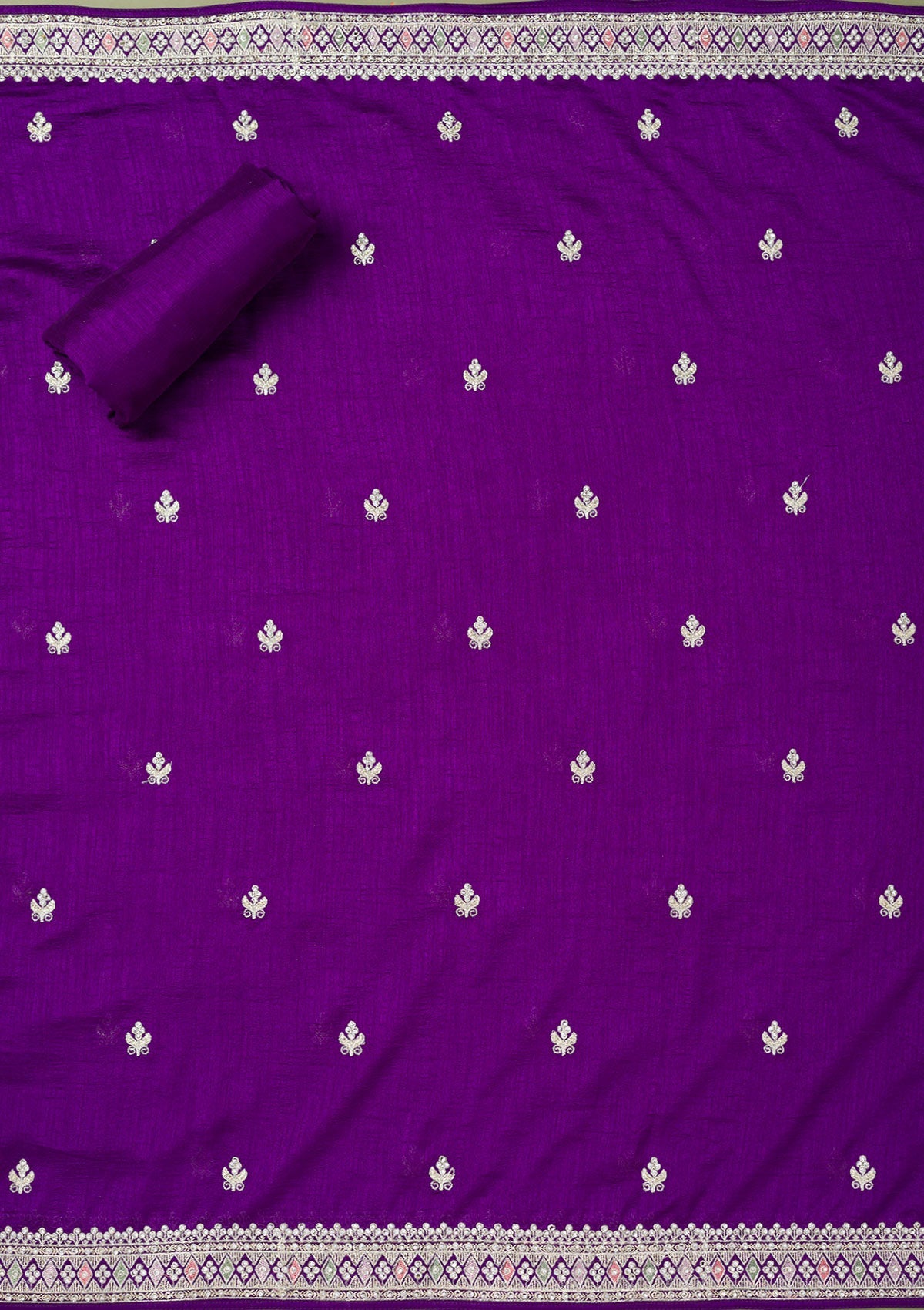 Purple Zariwork Art Silk Unstitched Salwar Suit-Koskii