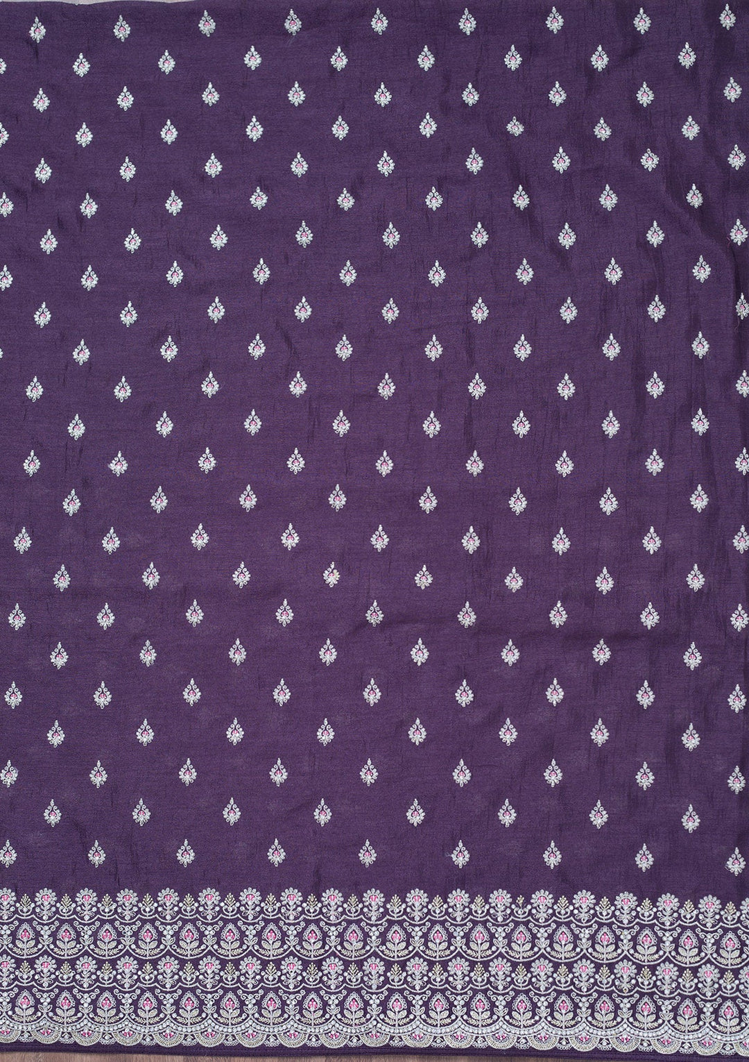 Lavender Zariwork Soft Raw Silk Unstitched Salwar Suit-Koskii