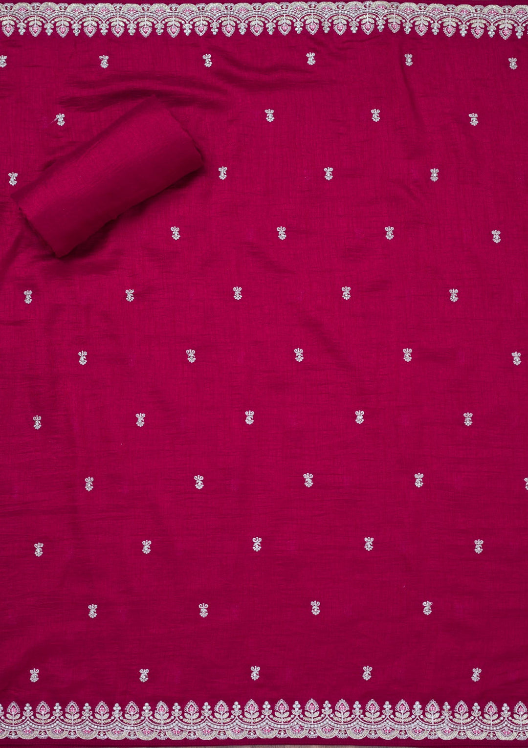 Maroon Zariwork Soft Raw Silk Unstitched Salwar Suit-Koskii