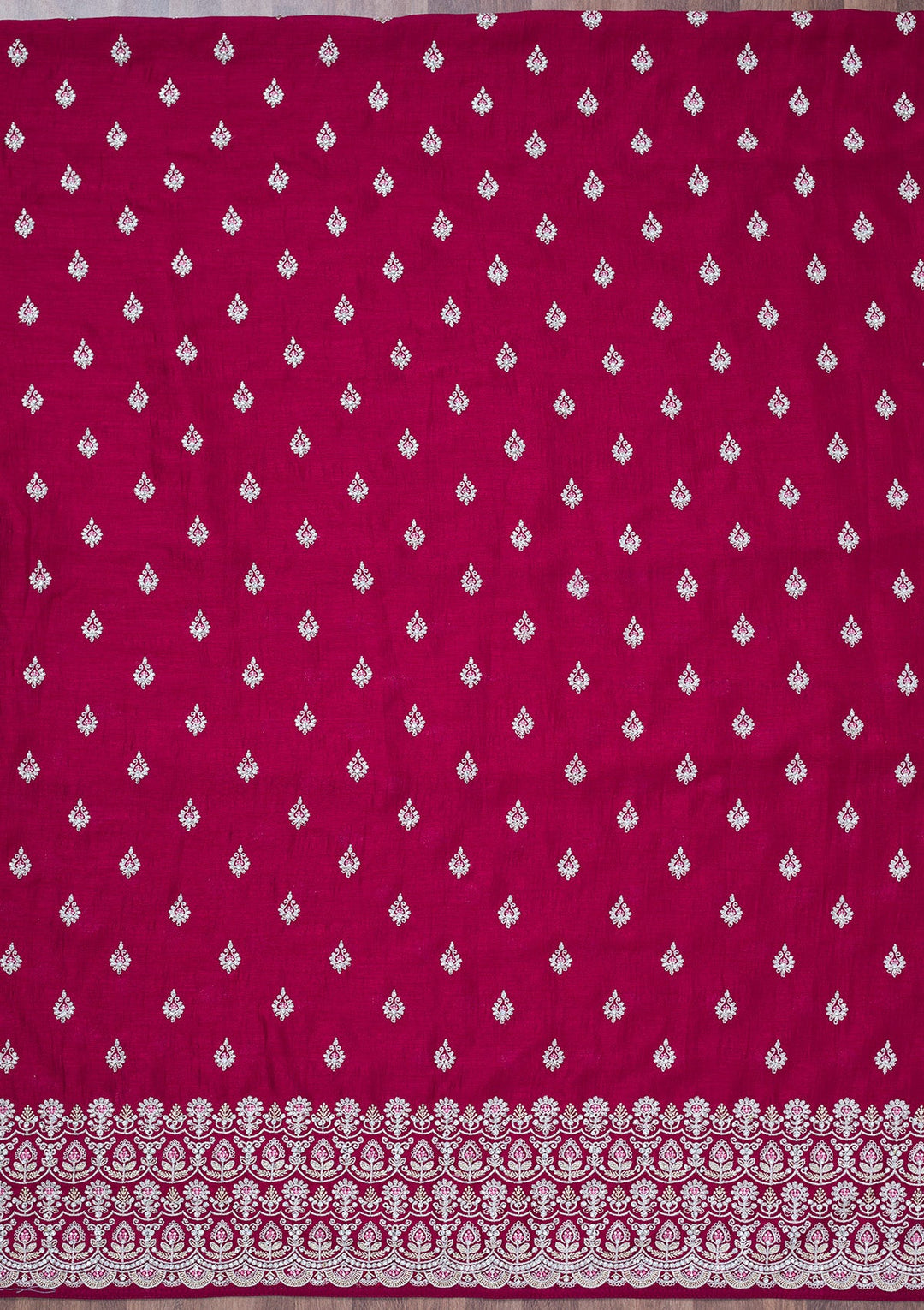 Maroon Zariwork Soft Raw Silk Unstitched Salwar Suit-Koskii