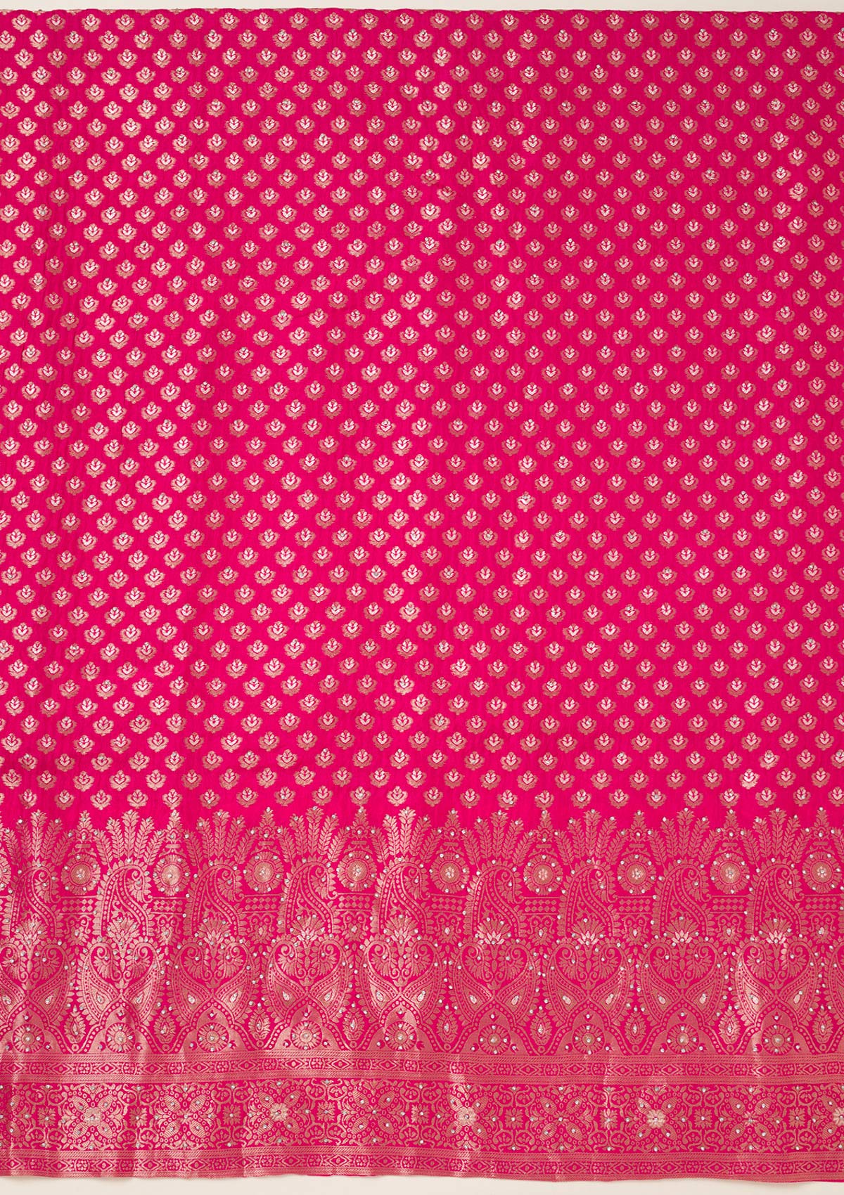 Rani Pink Zariwork Art Silk Unstitched Salwar Suit-koskii
