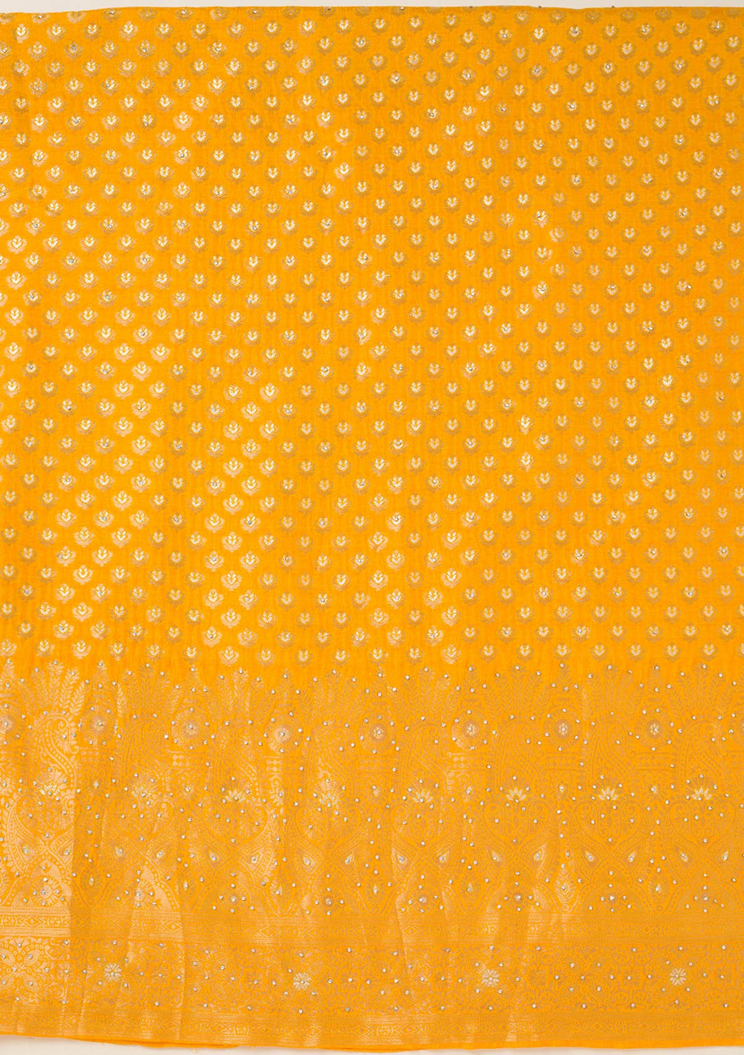 Yellow Zariwork Art Silk Unstitched Salwar Suit-koskii