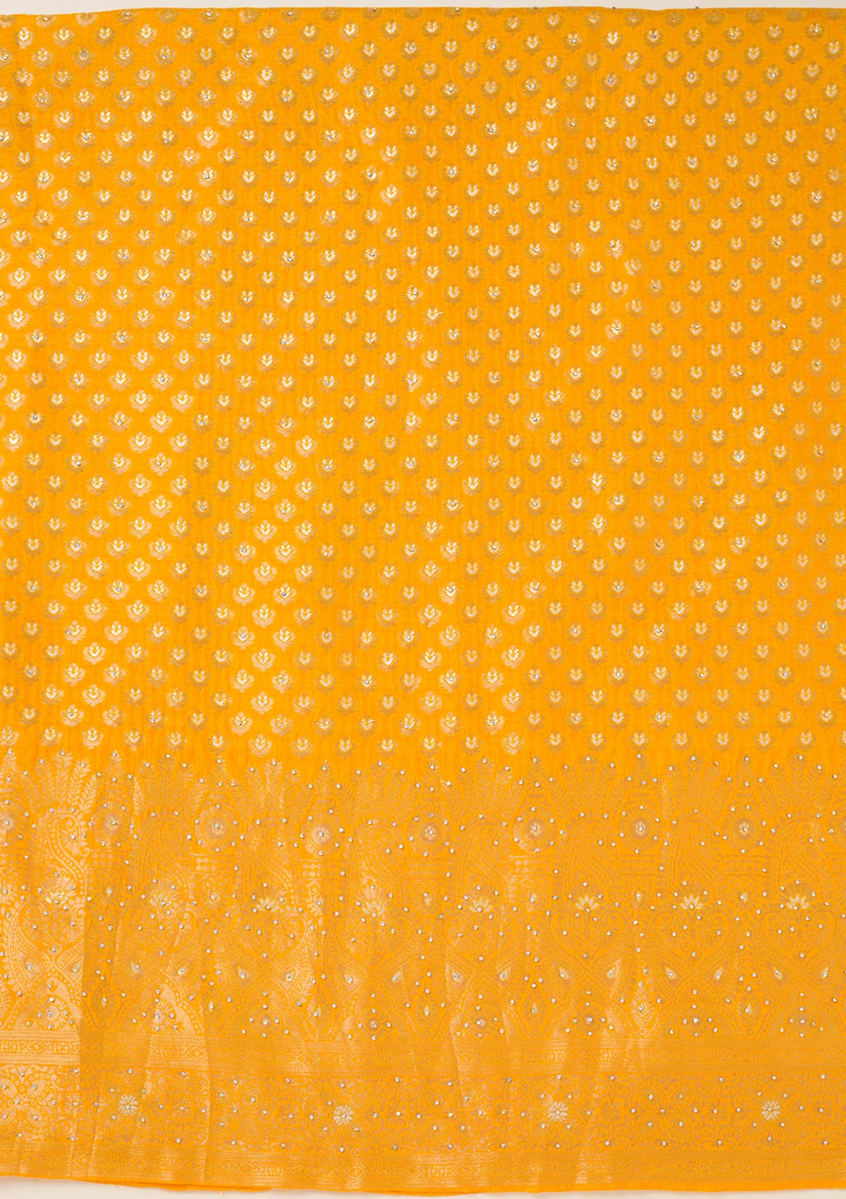 Yellow Zariwork Art Silk Unstitched Salwar Suit-koskii