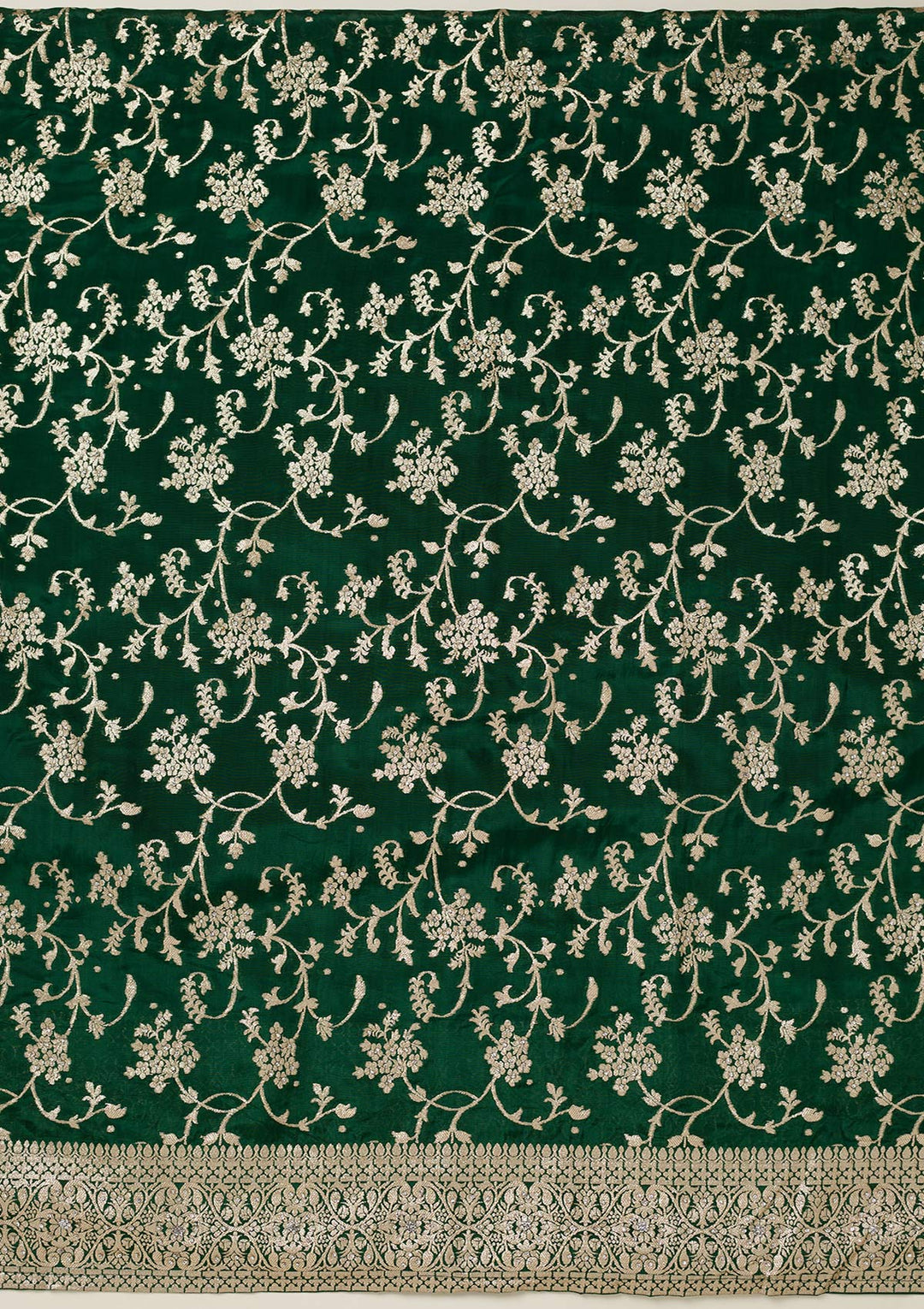 Bottle Green Zariwork Semi Crepe Unstitched Salwar Suit-koskii