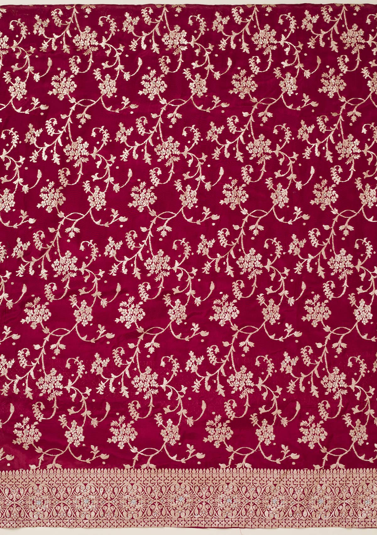 Maroon Zariwork Semi Crepe Unstitched Salwar Suit-koskii