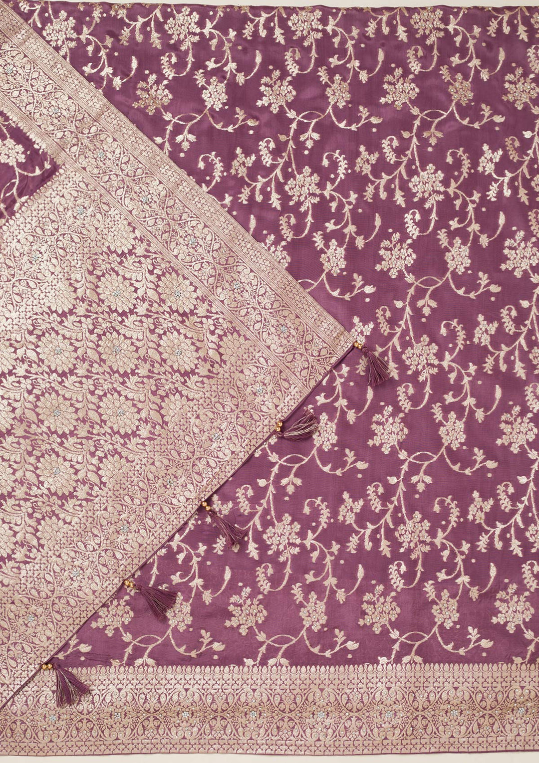 Mauve Zariwork Semi Crepe Unstitched Salwar Suit-koskii