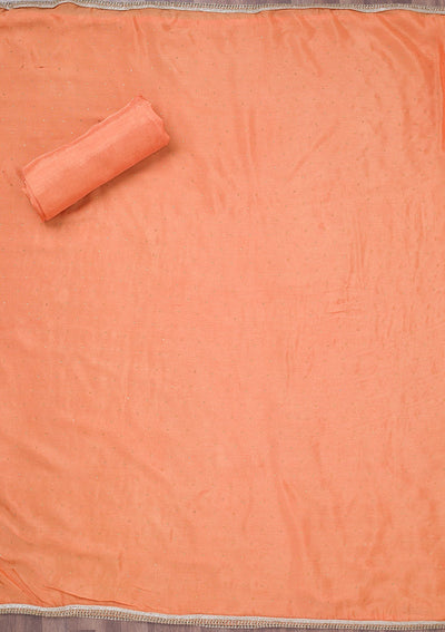 Peach Stonework Semi Crepe Unstitched Salwar Suit-Koskii