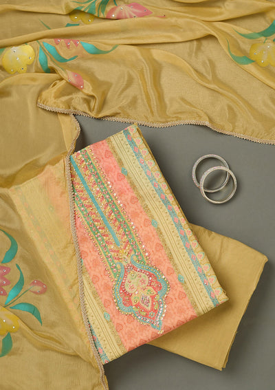 Sea Green Threadwork Chiffon Saree-koskii