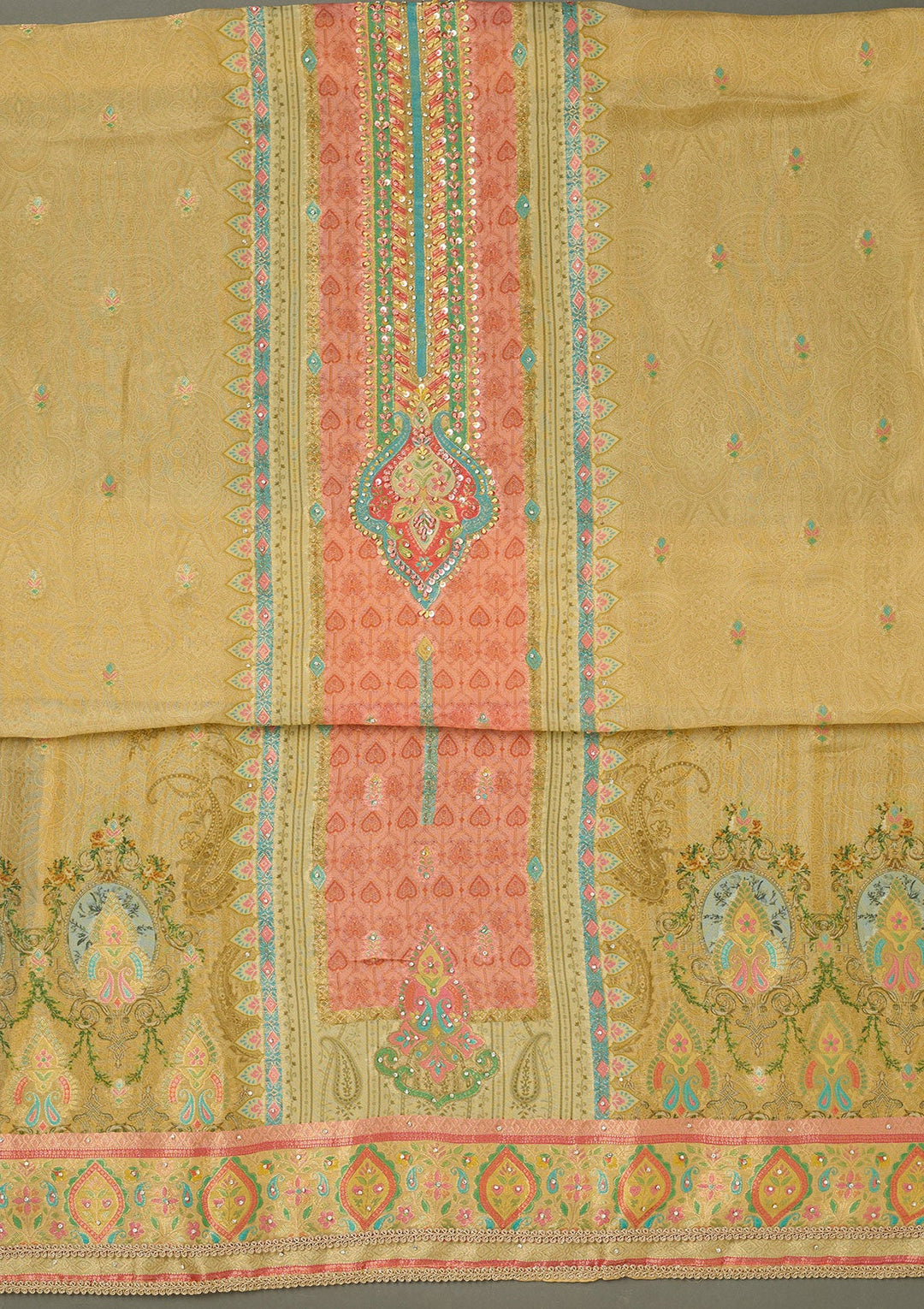 Sea Green Threadwork Chiffon Saree-koskii