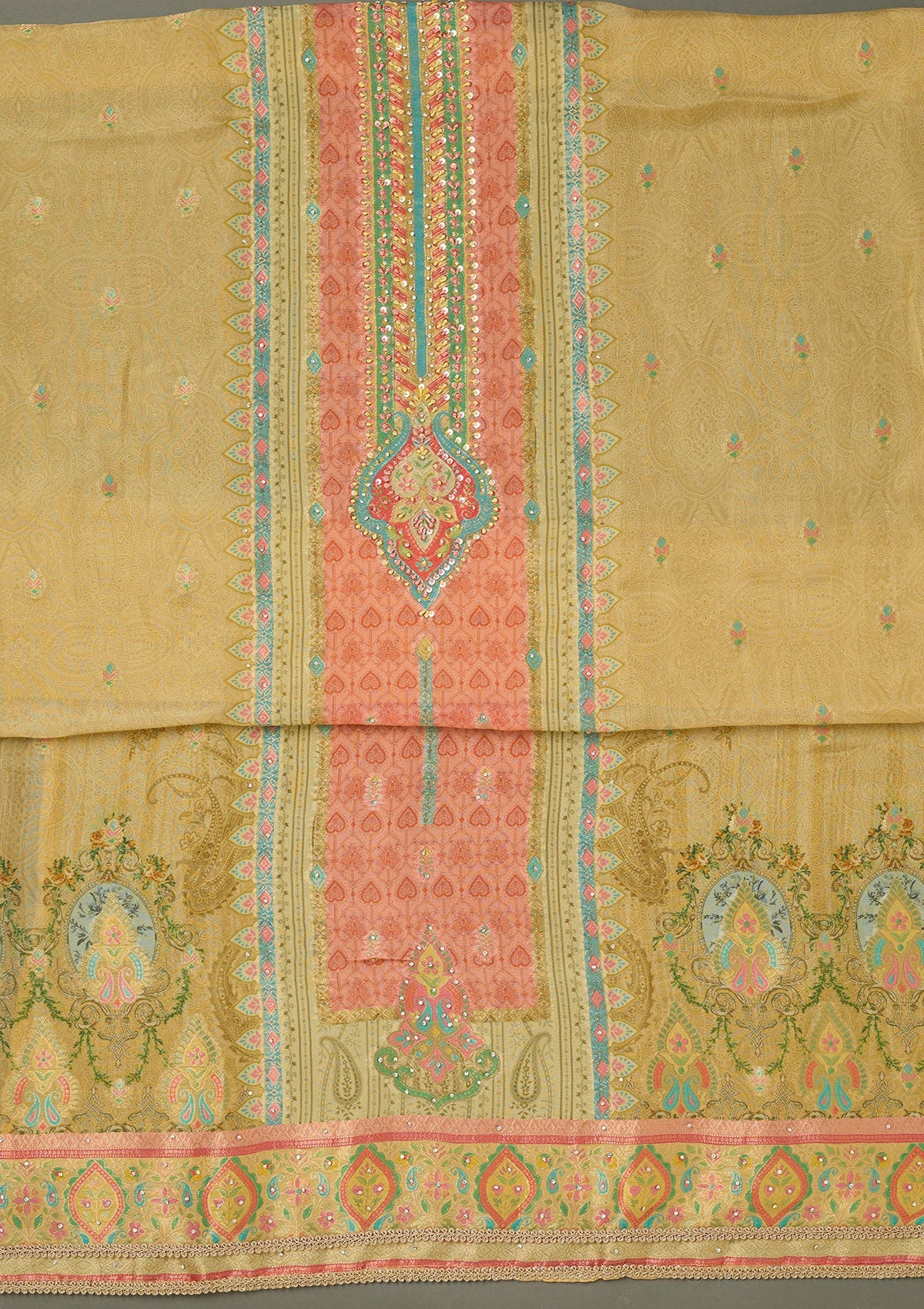 Sea Green Threadwork Chiffon Saree-koskii