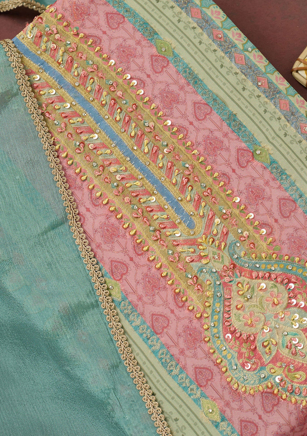 Beige Zariwork (Gold) Organza Saree-koskii
